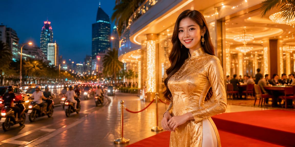 Người chơi tại Thành phố Hồ Chí Minh tham gia game bài trực tuyến trong trang phục áo dài truyền thống