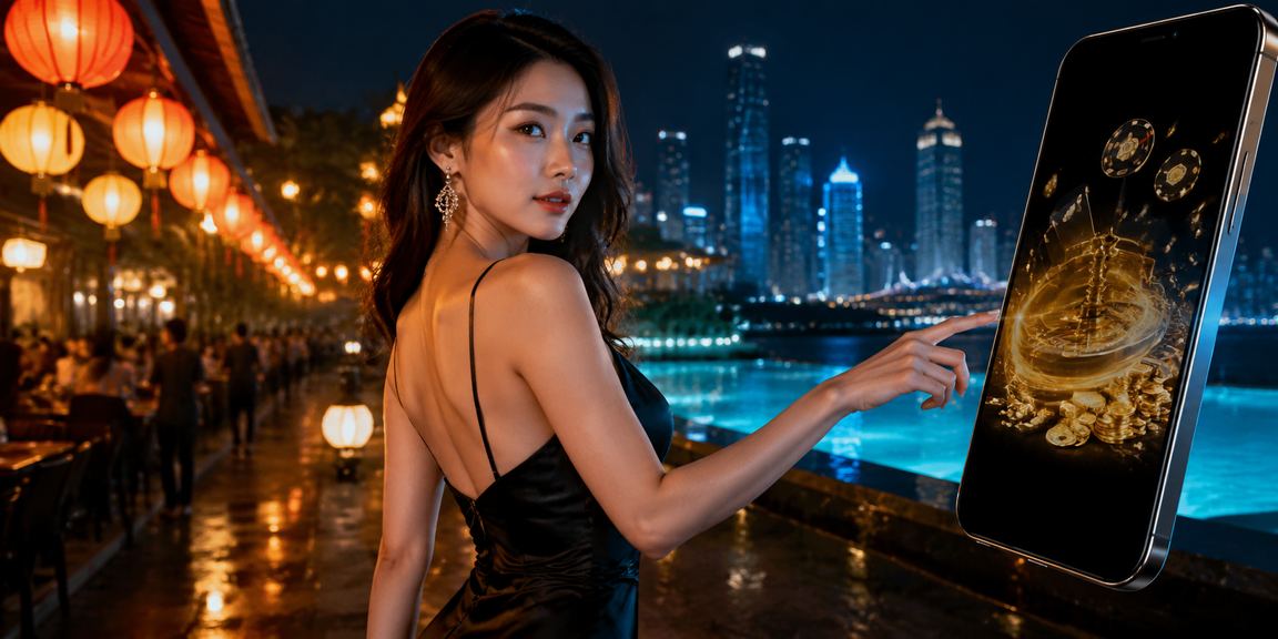 Người dùng tại chợ đêm Mũi Né kiểm tra tiền thưởng hoàn tiền và tương tác với nền tảng cá cược